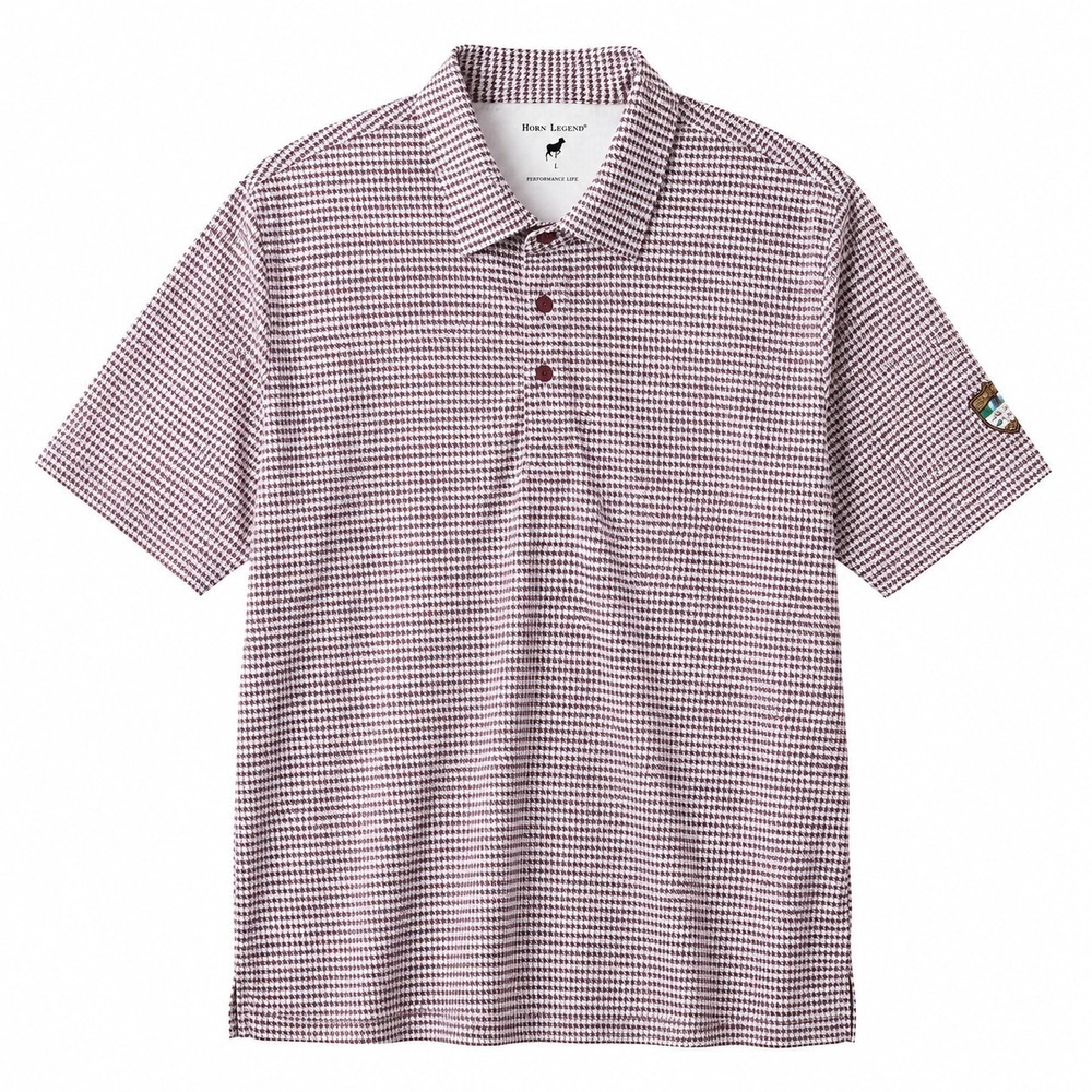 HORN LEGEND Performance Luxury Golf Polo Shirt Mens Sz L Herringbone Athleisure